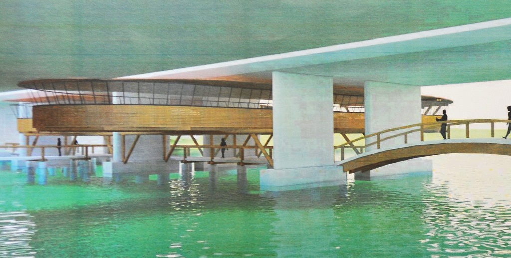 Desenho do projeto para transformar a ponte do Bragueto num complexo gastronômico e de Lazer nos próximos anos/Reprodução