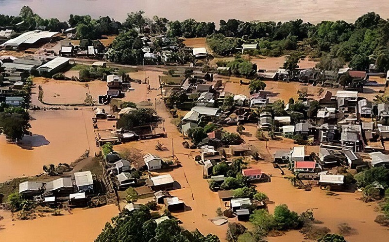 Rio Grande do Sul desastre natural vista aérea Misto Brasil
